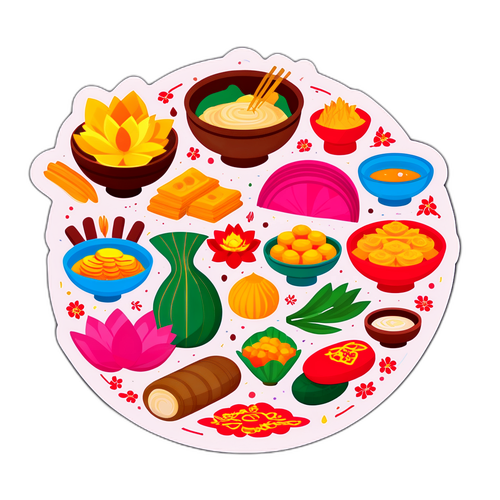 Sticker cu simboluri caracteristice ale Vietnamului