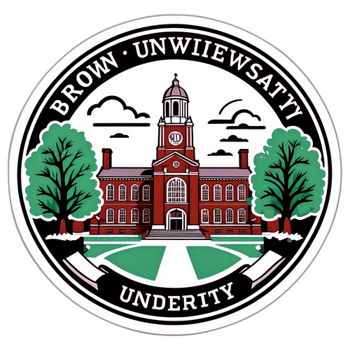 Brown University Sticker met Campuslandschap