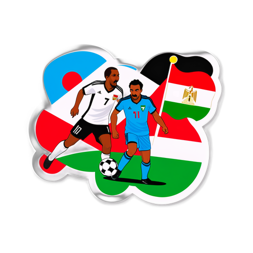 Sticker Pertandingan Sepak Bola Antara Djibouti dan Mesir