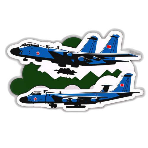 Силуети Ту-95 з натяками на військову історію в сучасному стилі