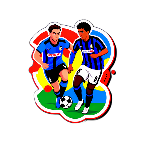 สติ๊กเกอร์การแข่งขันพีซากับอตาลันต้าในภาพการ์ตูน