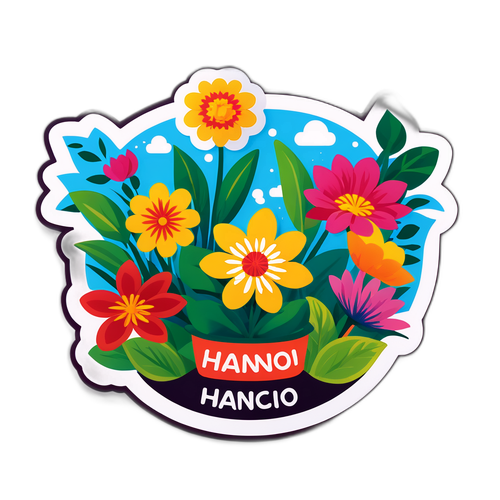 Thiết kế nhãn dán lễ hội hoa Hà Nội