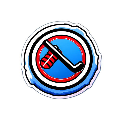 Стикер с графическим элементом хоккейной шайбы и клюшки