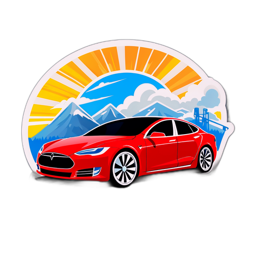 전기차와 배경의 스티커