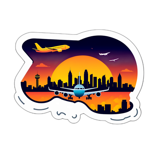 Atlanta Airport Sunset Skyline Sticker