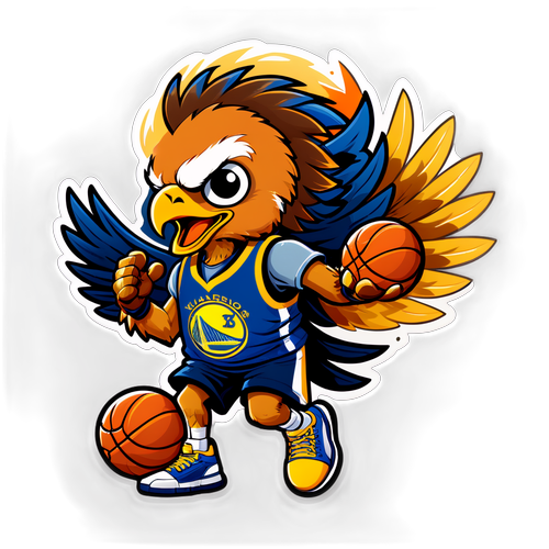 Hawkeye on the Court: Cartoon Hawk Takes Flight in Epic Warriors vs Hawks Showdown!