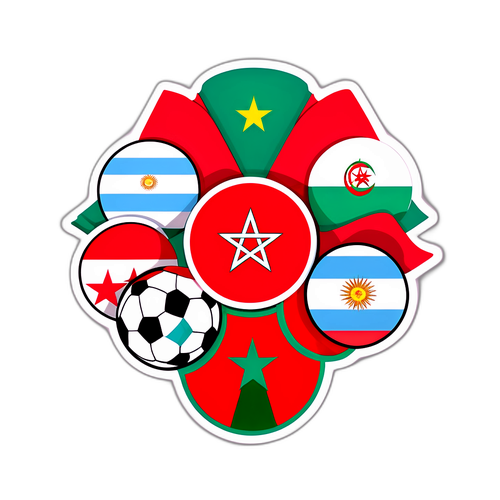 Vlaggen van Marokko en Argentinië met Voetbalelementen