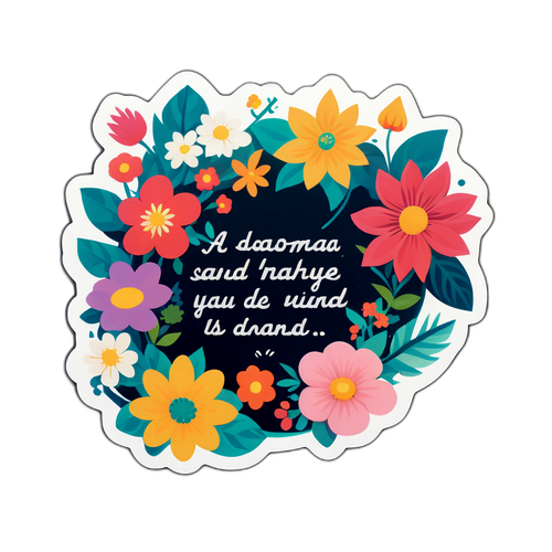 花と葉で飾られた松尾侃の有名な名言のステッカー