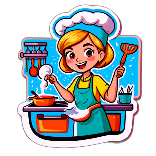 Adesivo di Antonella Clerici in Cucina con Umorismo Relazionabile