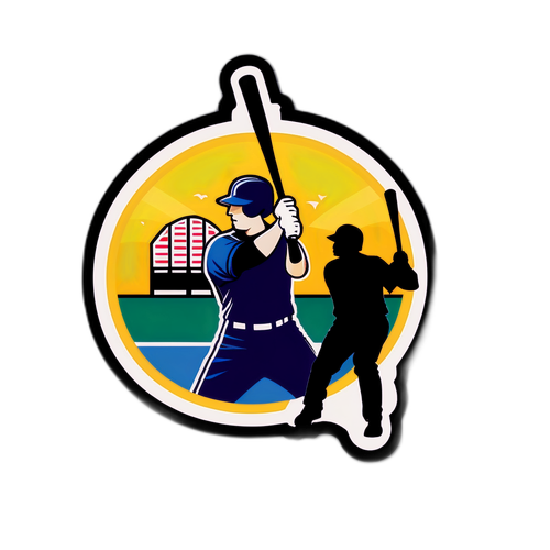 野球選手のシルエットとスタジアムのデザイン