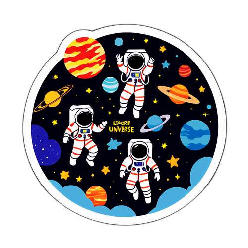 A Sticker ng mga Astronaut ng NASA na Lumulutang sa Espasyo