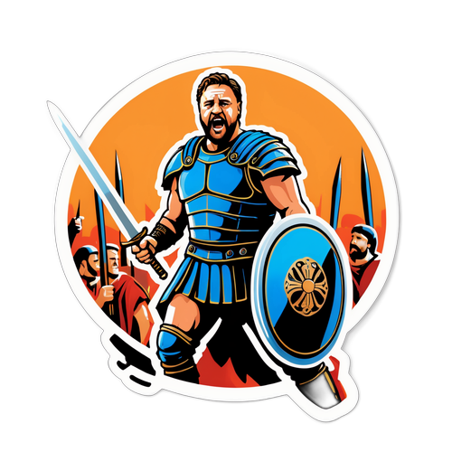 Dynamisk klistermærke af Russell Crowe i Gladiator-rustning