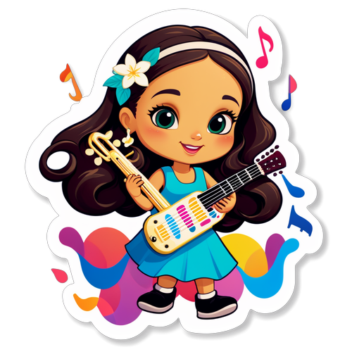 Adorabile Jasmine Carrisi con strumenti musicali