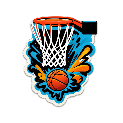 Vibrant na Sticker ng Basketball Hoop