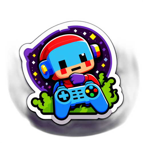 Дизайн наліпки з графічним зображенням класичної гри на Twitch, з елементами піксельного мистецтва