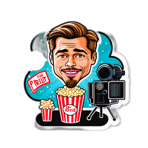 Stiker Karikatur Brad Pitt di Dunia Sinema