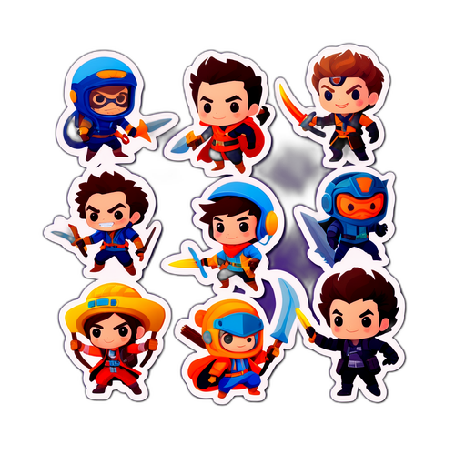 アクション満載のキャラクターシール