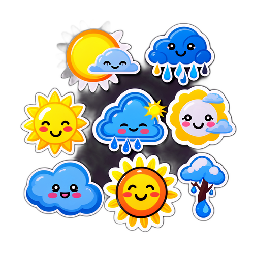 四季天氣貼紙設計