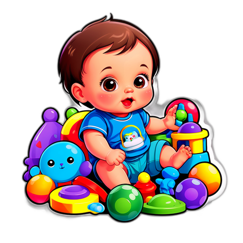 玩具堆中的宝宝