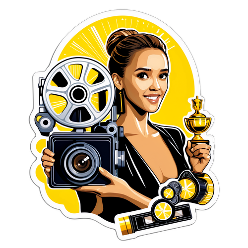 Jessica Alba med filmkamera og priser