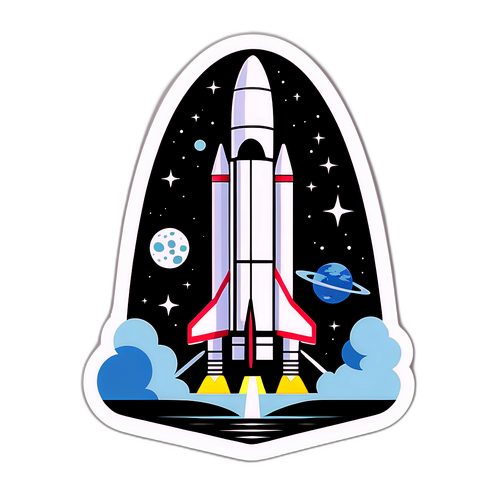 Design minimalista di un razzo sulla pedana di lancio