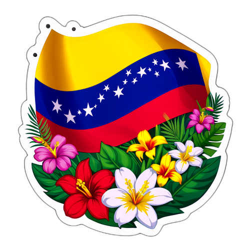 Venezuelas flagga med tropiska blommor
