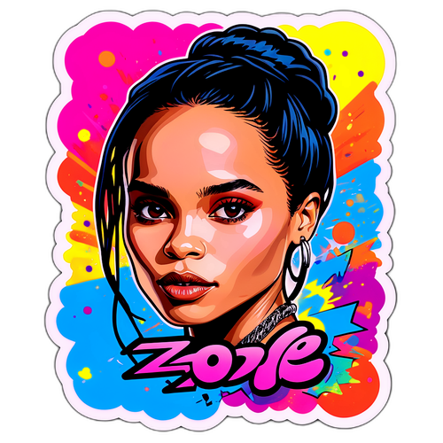 Sticker z Zoe Kravitz w stylu pop-art
