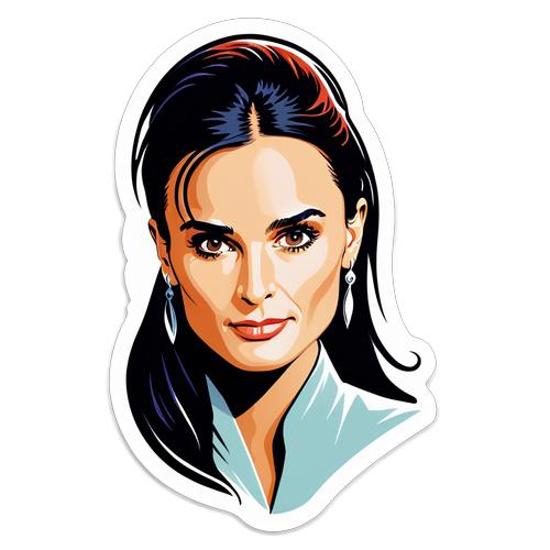 Design de sticker de Demi Moore avec une portrait stylisé