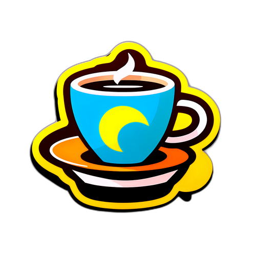 朝の番組ロゴとコーヒーカップのデザイン