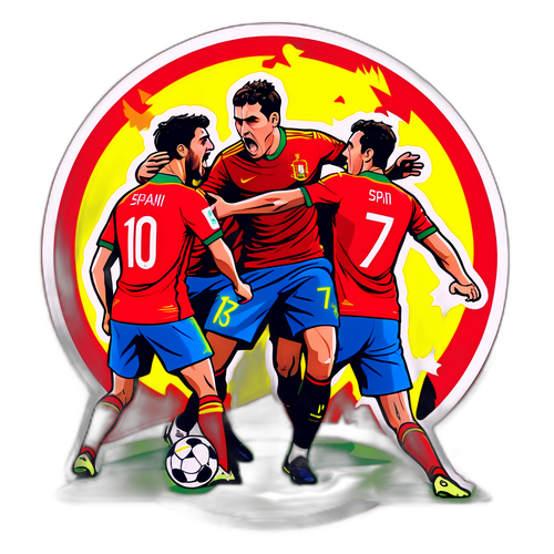 En dramatisk rendering av ett klimaxmoment från matchen mellan Portugal och Spanien