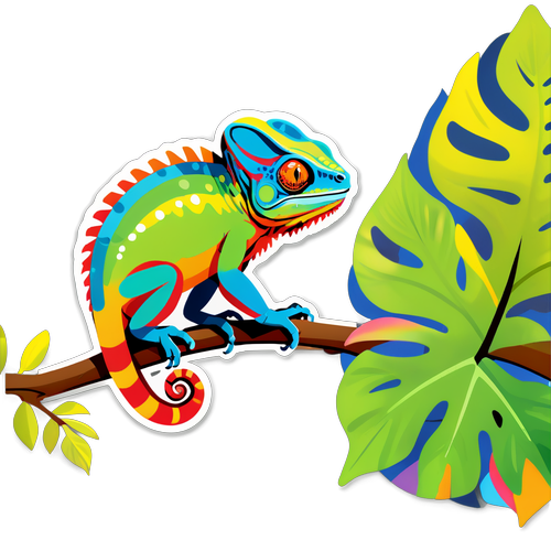 Vibrant Jungle Chameleon Sticker