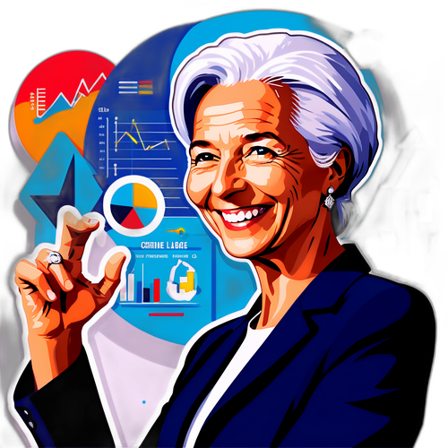 Christine Lagarde itsevarmana talouskuvioiden taustalla