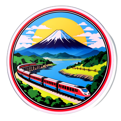 信濃鉄道と美しい風景のデザインステッカー