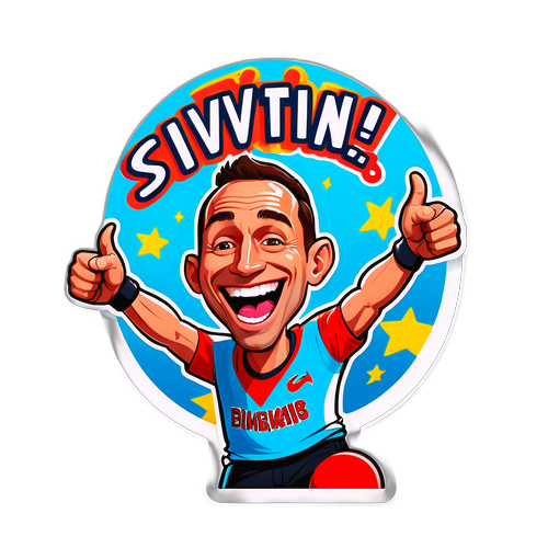 Victory Celebration Caricature of Ricky Simon