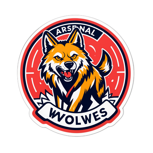 Samolepka zachycující vzrušení zápasu Arsenal vs. Wolves