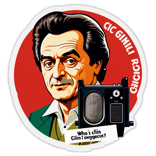 Sticker cu un recorder vintage și textul "Cine este Călin Georgescu?"