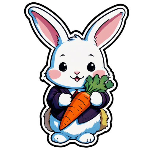 可爱的兔子拿胡萝卜贴纸
