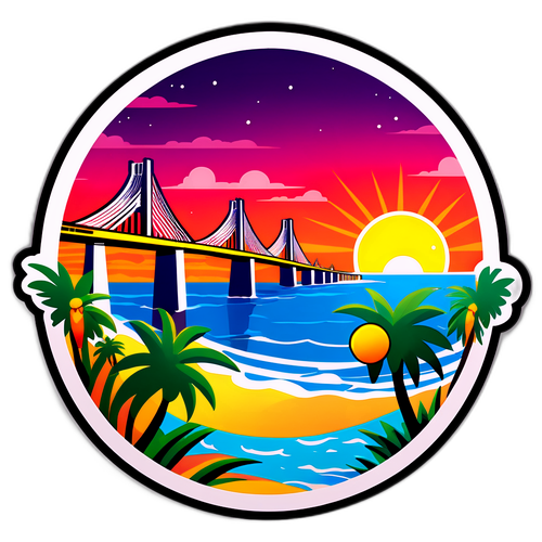 Sticker de Fortaleza: Ponte dos Ingleses ao Pôr do Sol