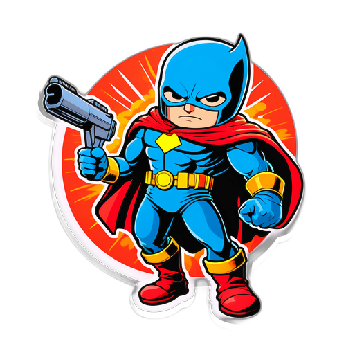 Sticker ontwerp door Jacques Martin als een heroïsch personage in comicstijl