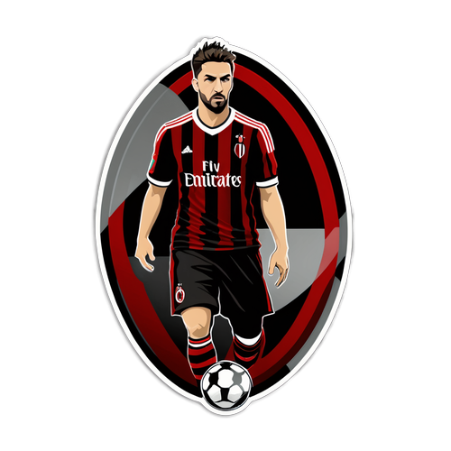 Sticker ya AC Milan: Mrembo wa Mistari Nyekundu na Nyeusi, Iliyojaa Mandhari ya Soka!