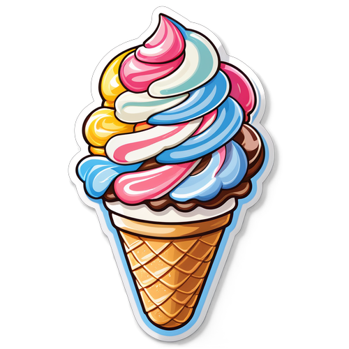 Cheerful Multicolor Ice Cream Cone
