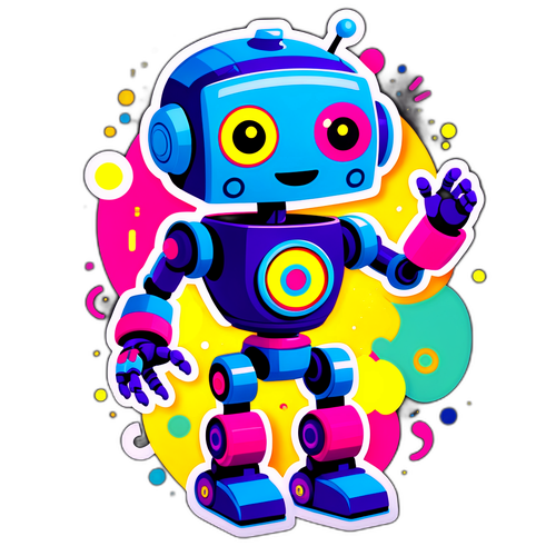 Stiker Robot Ceria Menari