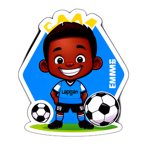 Cute cartoon al lui Lamine Yamal driblând mingea de fotbal