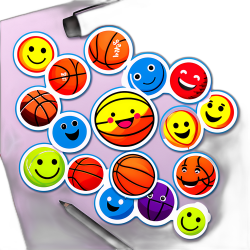 Playful Basketball Smiley Stickers