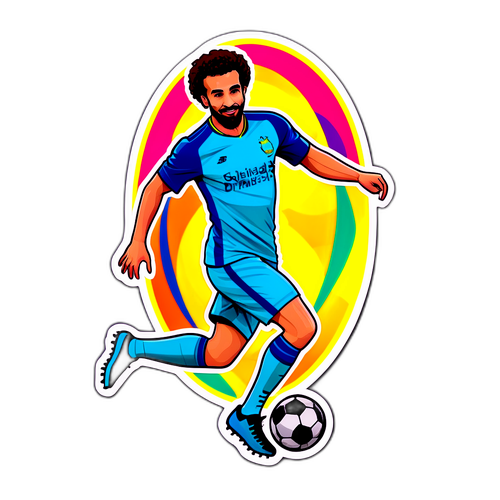Diseño de una pegatina mostrando a Salah driblando
