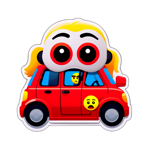 Sticker de multa con un coche atrapado en luz roja