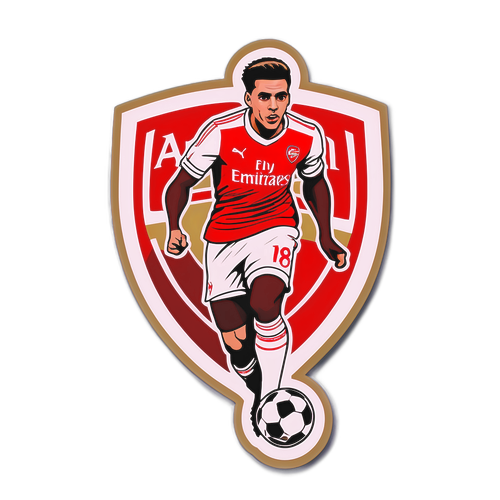 Sticker ontwerp voor Arsenal met een gestileerde voetballer in actie