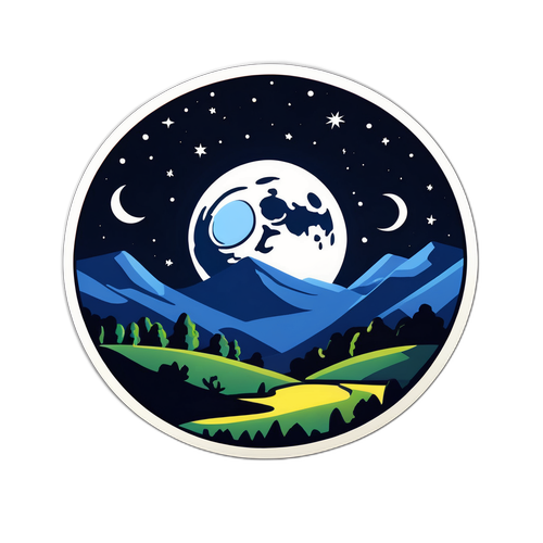 Sticker de una noche clara con luna llena