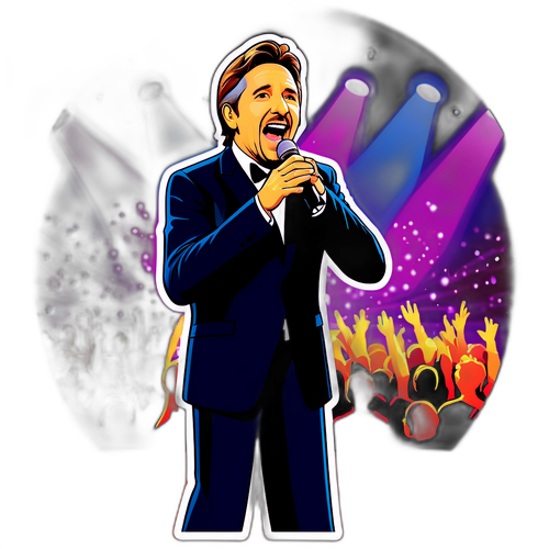 Un sticker divertido de Ricardo Montaner cantando en el escenario