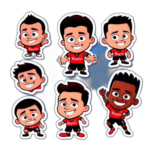 สติกเกอร์การ์ตูนผู้เล่นบาเยอร์ เลเวอร์คูเซ่นในท่าทางน่าขำ